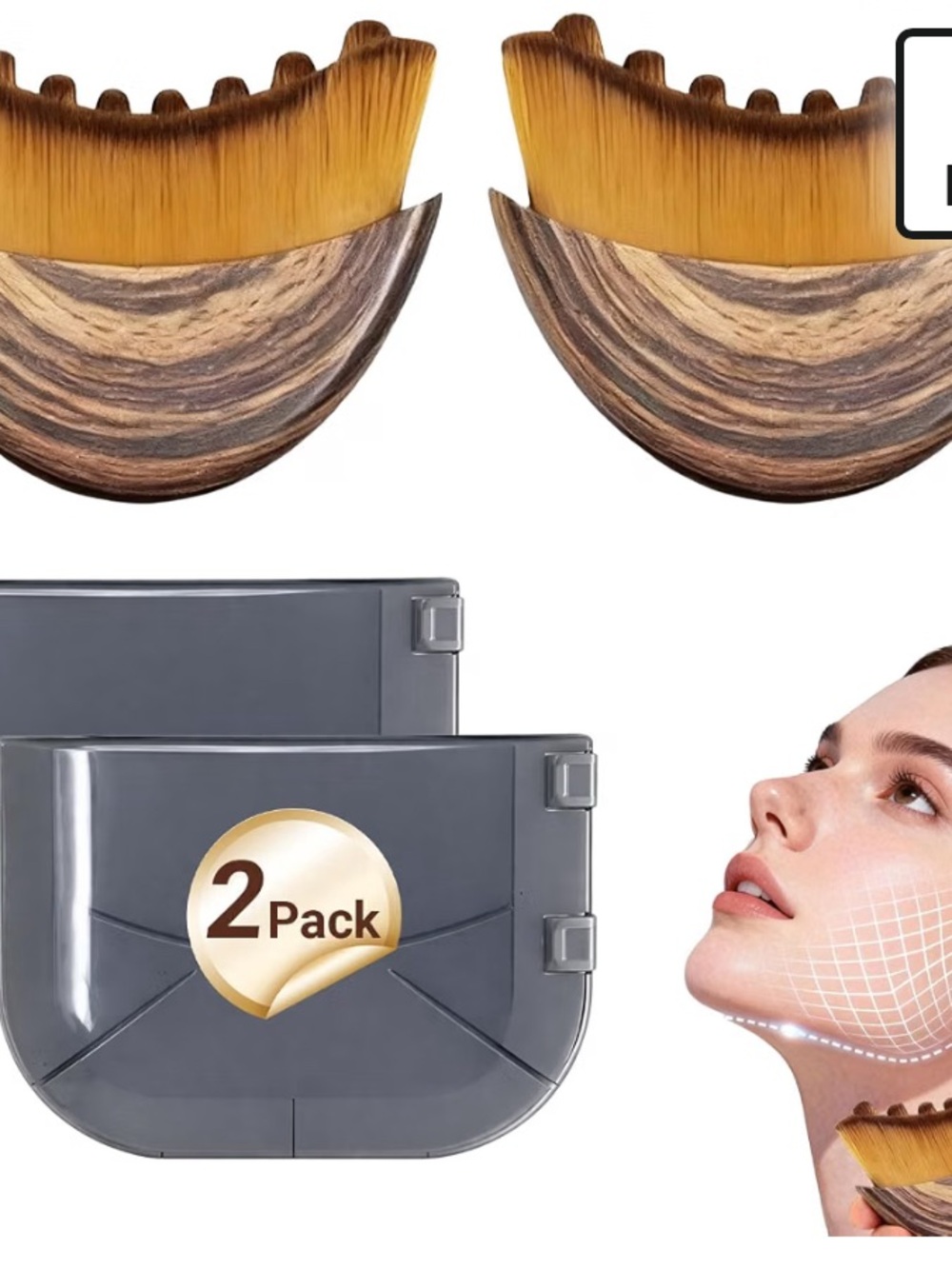 2-Pack Brown Wood-Textured Facial Roller Replacement Heads